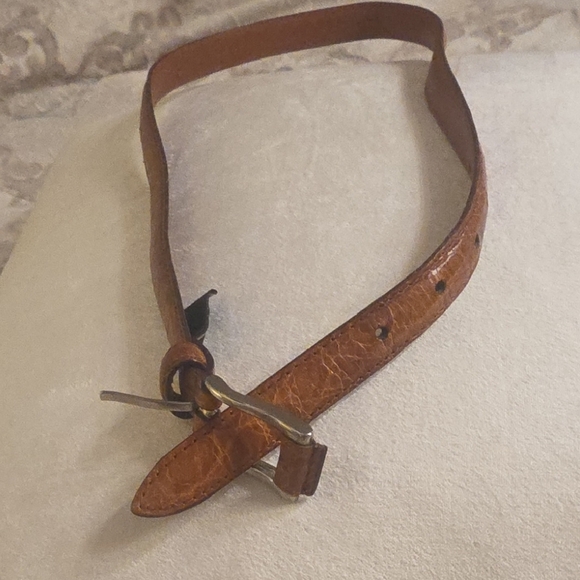 Cole Haan Cognac Brown Leather Belt with Stainless Steel  Buckle 1 Inch Tick main image 5